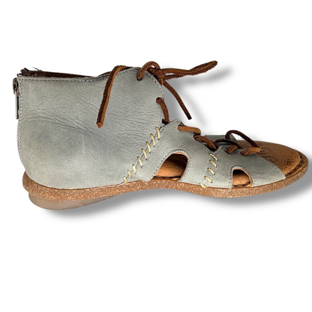 Born Leather Gladiator Ankle Sandals Women's 7 M/W Gray Suede Boho Style F25322 - Picture 2 of 12